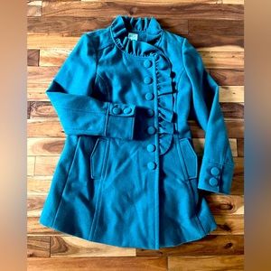 Teal Wool Lined dress coat size medium